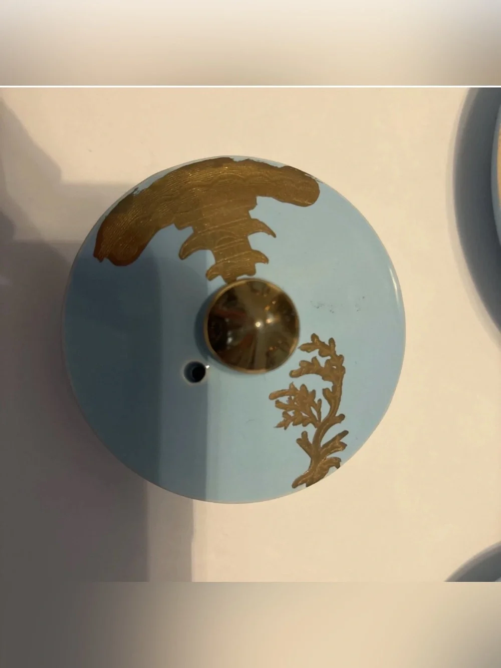 Vintage Robins' Egg Blue Gold Pagoda Scenes Gibsons Teapot England Set 4pc